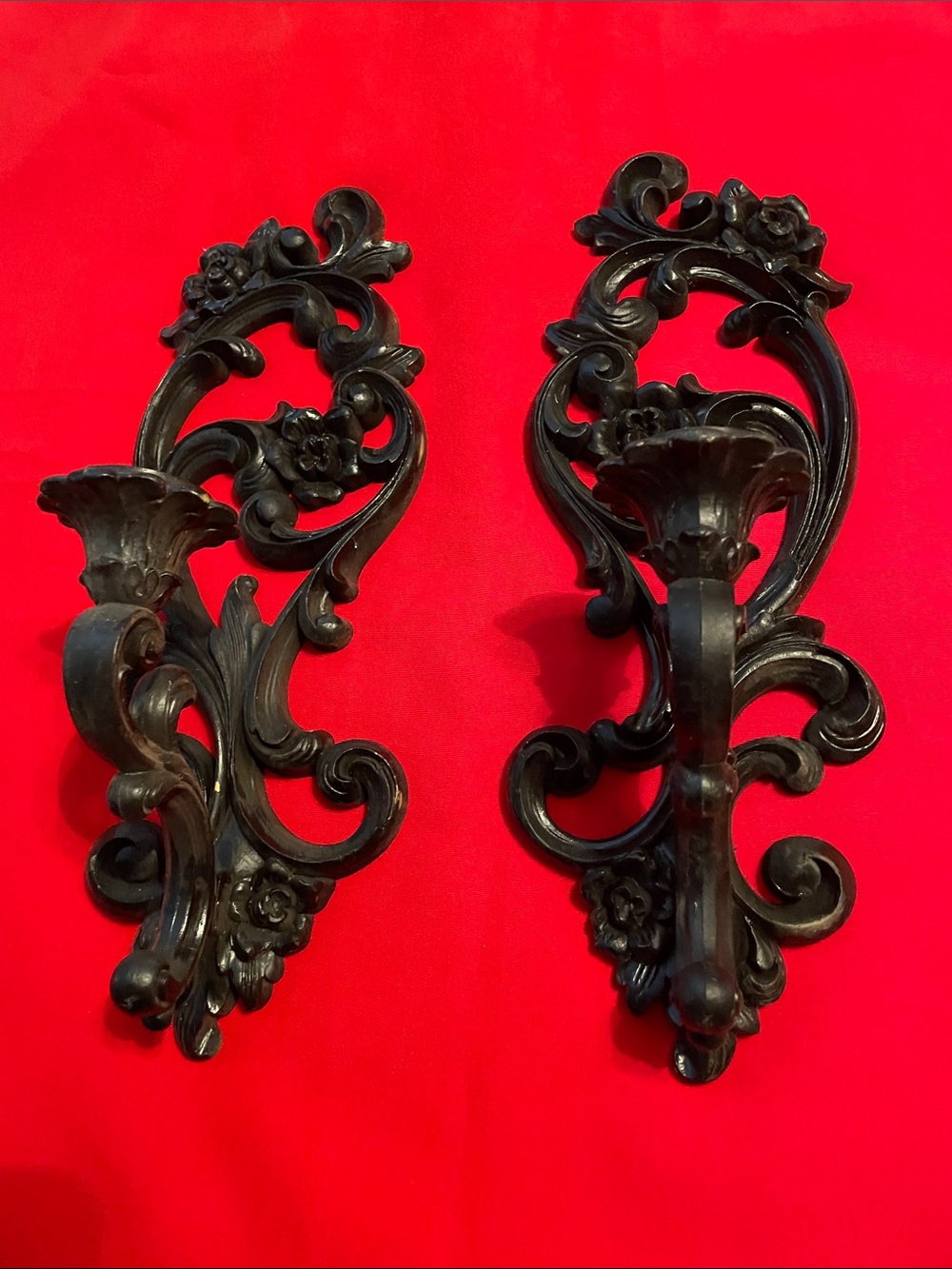 Decorative Black Ornate Wall Sconces - Pair